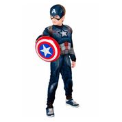 Fantasia Capitão America Infantil Longa Com Escudo e Máscara