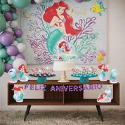 Festa Pequena Sereia Ariel Kit Aniversário Fácil em EVA com 39 Peças