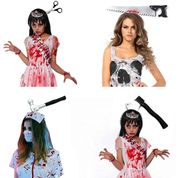 Tiara de Halloween Faca 3D com Sangue Martelo Tule