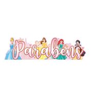 Faixa Parabéns Princesas Disney em EVA Decoração Festa Aniversário