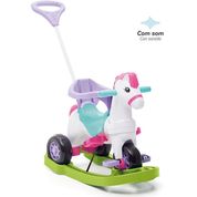 Triciclo Poponei Passeio E Pedal Com Balanço Rosa Calesita