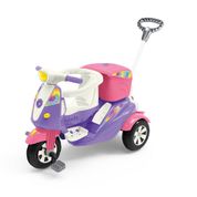 Carrinho De Passeio Moto Uno Com Pedal Rosa 2 Em 1 Calesita