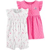 Kit Vestido-Romper flamingo Rosa Carter´s