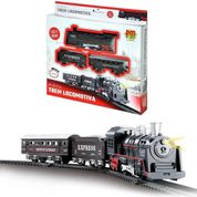 Pista Trem Locomotiva Com Luz E Som 13 Pecas DM Toys