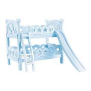 Cama De Boneca 2 Andares Com Escorregador e Escada Azul