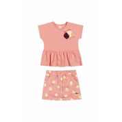 Conjunto Infantil Feminino Blusa + Short Saia Rosa Colorittá