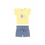 Conjunto Infantil Feminino Blusa + Short Amarelo Colorittá