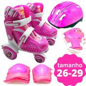 Patins Feminino Infantil com Kit de Proteção 26-29 Ajustável