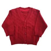 Casaco de Tricô de Bebê Quadriculado Tricô Kids Vermelho