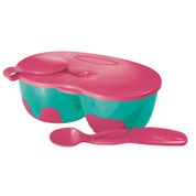 Prato Fundo Com Divisória E Colher Funny Meal Rosa Multikids Baby - BB054