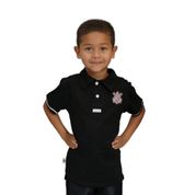 Camisa Polo Infantil Corinthians Preta Oficial