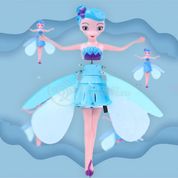 Boneco Brinquedo Princesa Aerocraft Fada Voadora Azul Flutuante Giratorio Grande 19cm C/ Sensor Luz