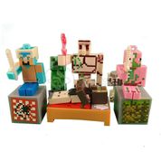 Kit Cartelado Conjunto Minecraft 2 Bonecos + 1 Villager + 1 Enderman + 1 Creeper + 1 Cama + Espadas