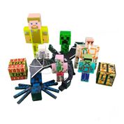 Kit Cartelado Conjunto Minecraft 3 Bonecos + 1 Dragão Ender + 1 Creeper + 1 Aranha Azul 1 Cor:Branco;Gênero:Masculino;Ta