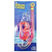 Kit Oculos Natacao Infantil Mascara Pequena + Snorkel Rosa