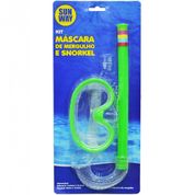 Kit Oculos De Natacao Infantil Mascara + Snorkel Verde