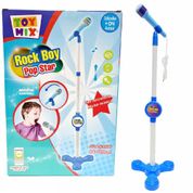 Microfone Infantil Com Pedestal 110Cm Conecta Celular Azul