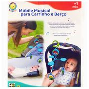 Móbile Bebê Musical De Berço E Carrinho 2 Em 1 Ursinho Azul Kitstar 4117B