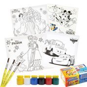 Kit Pintura Desenhos Disney Infantil 8pcsTela Tinta Pinceis