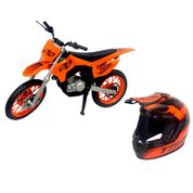Moto de Brinquedo Cross Pro Tork Rider com Mini Capacete Laranja