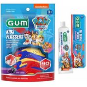 FIO DENTAL COM HASTE E GEL DENTAL PATRULHA CANINA - GUM