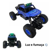 Carrinho Remoto Carro Rock 4x4 Solta Fumaça Luz Led AZUL