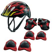 Kit de Protecao com Capacete - Chamas Preto e Vermelho Zippy