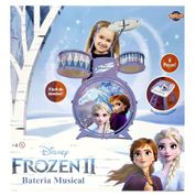 Bateria Infantil Musical Frozen2 Com Banquinho 8 Pecas Toyng