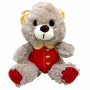 Pelucia Urso Castanho Roupa Vermelha 18cm +3 Anos Fizzy