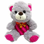 Pelucia Urso Cinza Roupa Rosa 18cm +3 Anos Fizzy