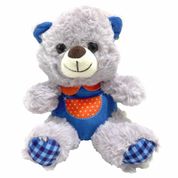 Pelucia Urso Cinza Roupa Azul 18cm +3 Anos Fizzy