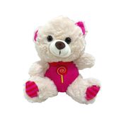 Pelucia Urso Creme Roupa Rosa 18cm +3 Anos Fizzy