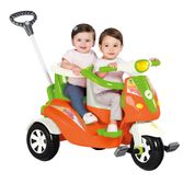 Carrinho Infantil Moto Duo Empurrador e Pedal Laranja Calesita 1037