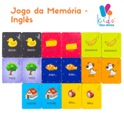 Jogo da Memória em Inglês - Brinquedo Madeira Loopi Toys