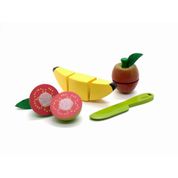 Kit Fruta em Madeira com Corte - Banana, Goiaba e Maça - 4 peças