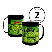 Kit 2 Canecas Divertidas Giratórias do Hulk 360ml Xícara Infantil Plasútil