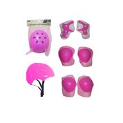 Kit Acessórios de Proteção Infantil patins bicicleta skate patinete com Capacete Rosa BBR