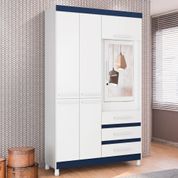 Guarda Roupa de Solteiro 6 Portas 3 Gavetas Fusion Flex - Branco/Azul