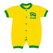 Macacão Bebê Brasil Manga Curta Malha - Torcida Baby