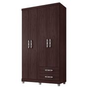 Guarda Roupa Solteiro 103cm 4 Portas 2 Gavetas Louise Castanho - AJL Móveis