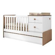 Berço Multifuncional Com Cama Auxiliar 1 Porta 2 Gavetas Amore M08 Off White/Almendra - Mpozenato