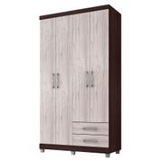 Guarda Roupa Solteiro 103cm 4 Portas 2 Gavetas Louise Castanho/Avelã - AJL Móveis