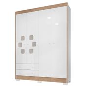 Guarda Roupa Infantil 153cm 4 Portas 2 Gavetas Fofinho I03 Flex Branco/Cartagena - Mpozenato