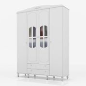 Guarda Roupa Infantil 4 Portas 2 Gavetas 100% MDF Colonial I05 Branco Fosco - Mpozenato