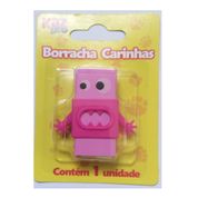 Borracha Escolar Rosa Carinhas Kaz 5x3cm Com Capinha