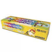 Tinta Tempera Guache Acrilex 12 cores 15ml Escolar Crianças