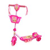 Patinete com Cesta Rosa Belinda c/ Luz Som 3 Rodas DM Toys