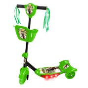 Patinete com Cesta Dinossauro c/ Luz Som 3 Rodas DM Toys