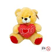 Urso De Pelúcia Com Coração 33cm Fizzy - Coração Bolinha