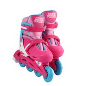 Patins Infantil para Criança com Led 4 Rodas In Line Tri Line Feminino 32 35 Rosa e Azul